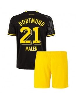 Borussia Dortmund Donyell Malen #21 Auswärts Trikotsatz für Kinder 2022-23 Kurzarm (+ Kurze Hosen)